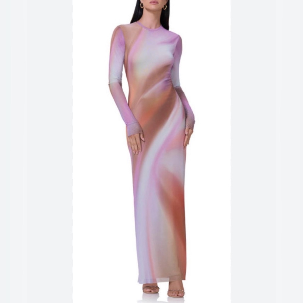 Afrm didi long sleeve mesh maxi